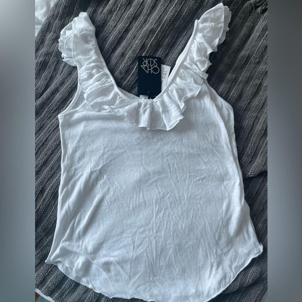 Chaser White Ruffle Tank Top